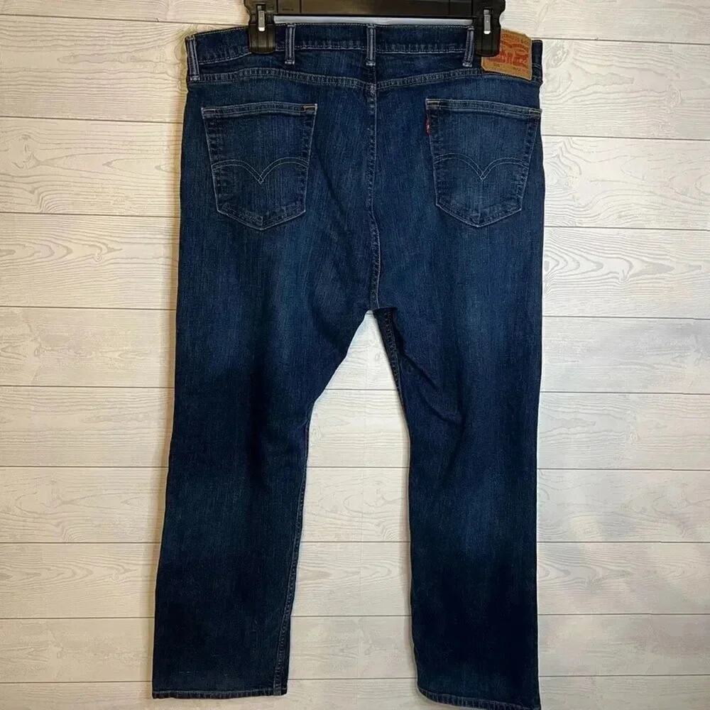Men’s Levi’s 505 straight leg dark wash  jeans size 42X30 - Picture 2 of 6